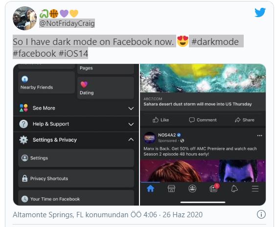 Koyu Mod Özelliği Facebook'ta Kullanıma Sunuluyor