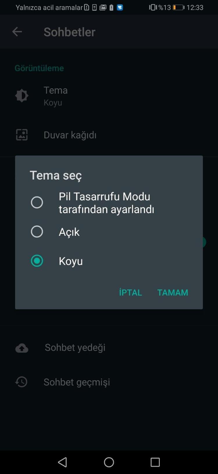 WhatsApp'a Karanlık Mod Geldi!