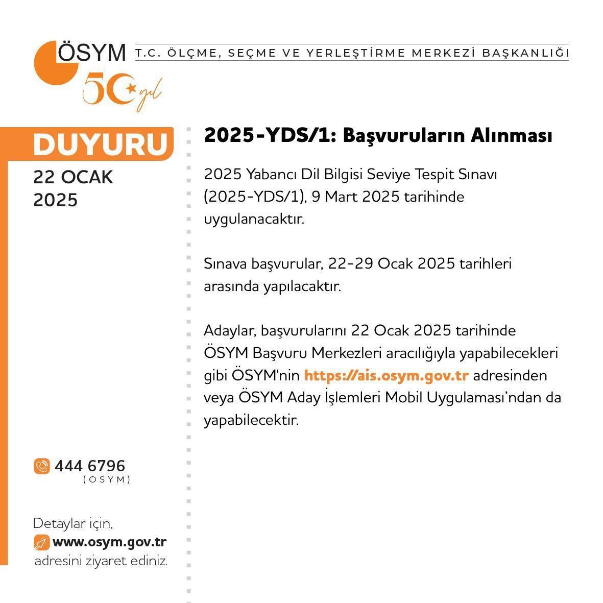 YDS Başvuru Ücreti 2025