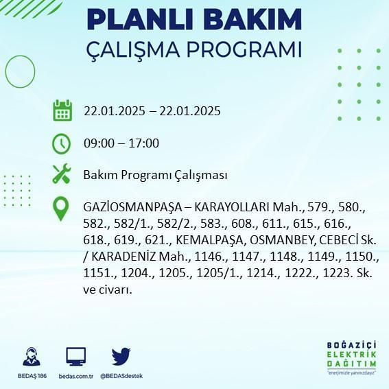 İstanbul'da 22 Ocak Elektrik Kesintileri: Etkilenen İlçeler ve Bilgiler