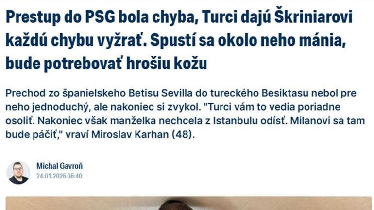 Milan Skriniar Hakkında Miroslav Karhan'ın Değerlendirmeleri